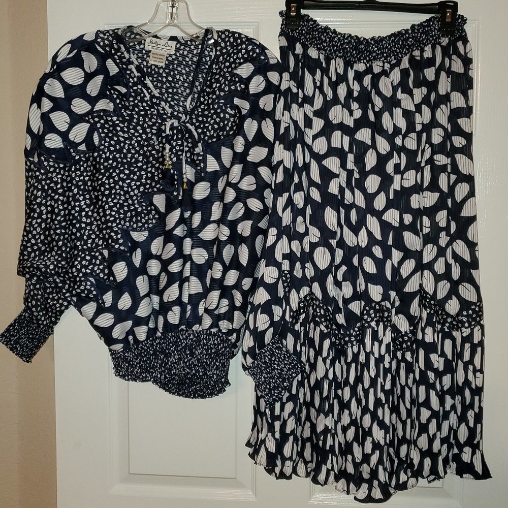 Indigo Lites Blouse and Skirt